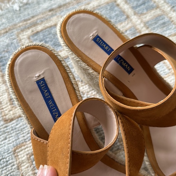 Stuart Weitzmann Lexia Suede Wedge Espadrille Sandals - Picture 5 of 13